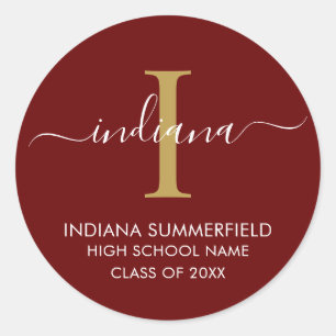 Monogram Afstuderen 2025 Modern Afstudeerder Party Ronde Sticker