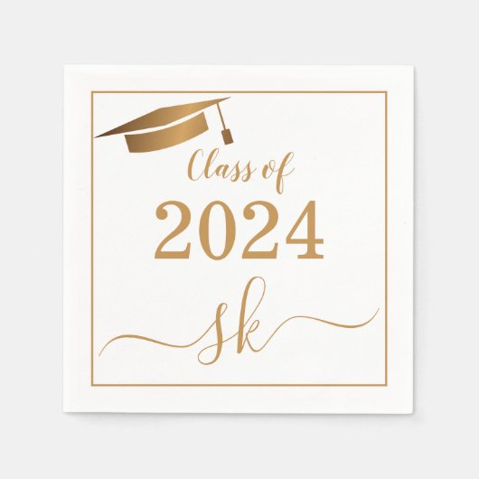 Monogram Afstuderen Cap Gold Script Class van 2024 Servet (Voorkant)