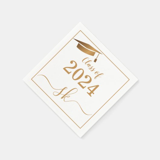 Monogram Afstuderen Cap Gold Script Class van 2024 Servet (Hoek)