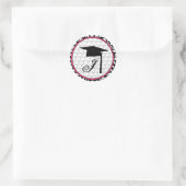 Monogram Afstuderen Sticker - Houndstooth en roze (Tas)