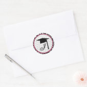 Monogram Afstuderen Sticker - Houndstooth en roze (Envelop)
