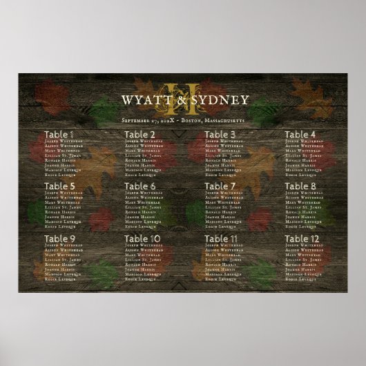 Monogram Afval laat donkerhouttabel Poster (Voorkant)