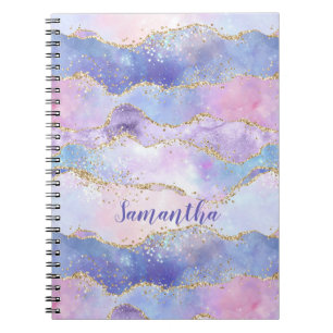 Monogram agaat glitters trendy blauw roze paars notitieboek