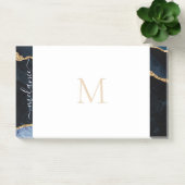 Monogram Agate Navy Blue Glitter Gemstone Post-it® Notes (Kantoor)
