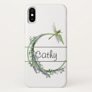 Monogram alfabet C Lavendel Eucalyptus Dragonfly iPhone X Hoesje
