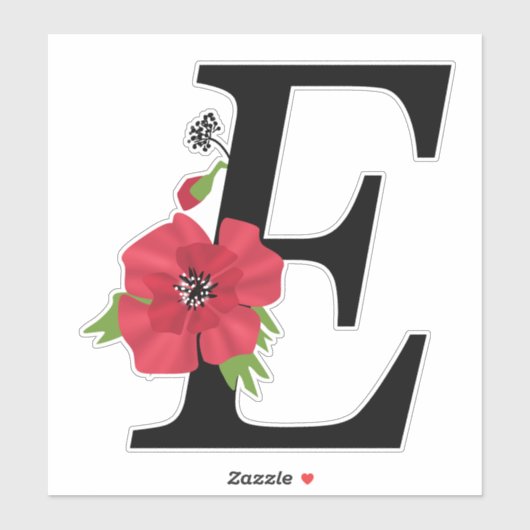 monogram, alfabet, letter E, flormonogram Sticker (Vel)