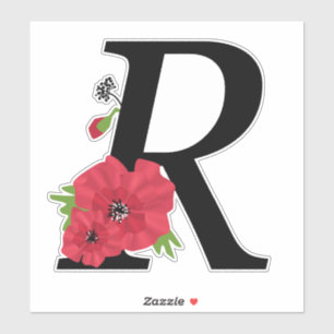 monogram, alfabet, letter R, flormonogram, griep Sticker