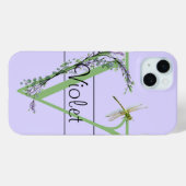 Monogram alfabet V Lavendel Eucalyptus Dragonfly Case-Mate iPhone Case (Achterkant (horizontaal))