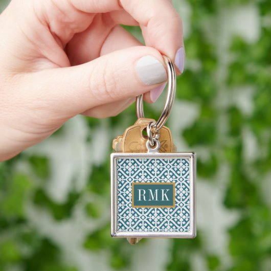 Monogram | Amadora Blue Pattern Sleutelhanger (Hand)