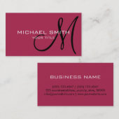 Monogram Amarant paarse kleur achtergrond Visitekaartje (Voorkant / Achterkant)