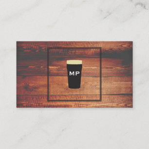 Monogram Ambachtelijk Bier Rustiek Houten Vierkant Visitekaartje
