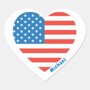 Monogram Amerikaans Vlag op 4 juli Personaliseren Hart Sticker