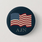 Monogram Amerikaanse vlag Button Gift (Voorkant)