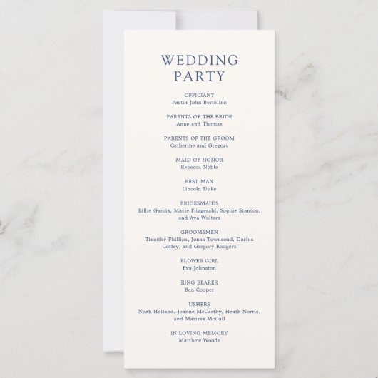 Monogram Ampersand Dusty Navy Blue Wedding Program (Achterkant)