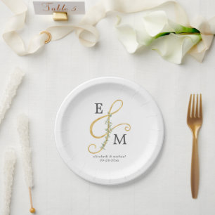 Monogram Ampersand Eucalyptus Greenery Wedding Papieren Bordje