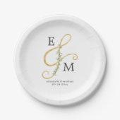 Monogram Ampersand Eucalyptus Greenery Wedding Papieren Bordje (Voorkant)