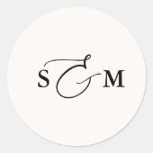 Monogram Ampersand Script Ivory Wedding Ronde Sticker (Voorkant)