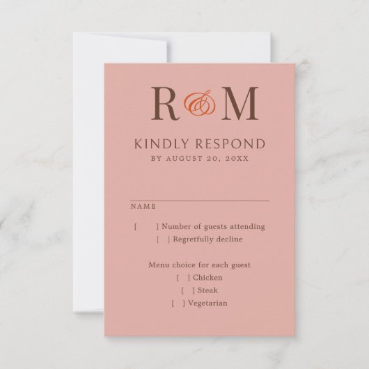 Monogram Ampersand Terracotta Wedding RSVP (Devant)