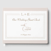 Monogram Ampersand Wit Roze Goud Elegante Bruiloft Gastenboek (Voorkant)
