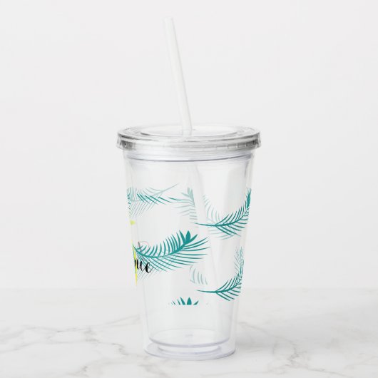 Monogram ananananastisch Plant Leaf Pattern Name Acryl Drinkbeker (Links)