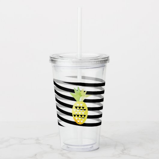 Monogram anananasslint van waterverf acryl drinkbeker (Voorkant)
