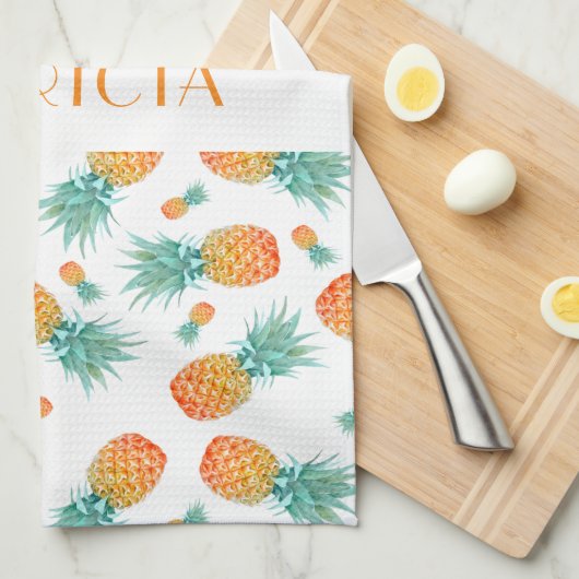 Monogram Ananas Fruit Patroon Theedoek (Quarter Fold)
