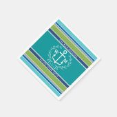 Monogram Anchor Laurel Wreath Stripes Nautical Servetten (Hoek)
