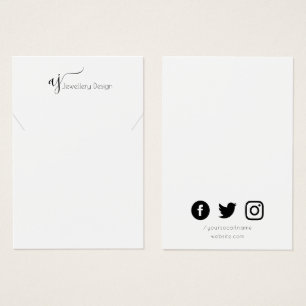 Monogram and social media pretty display card
