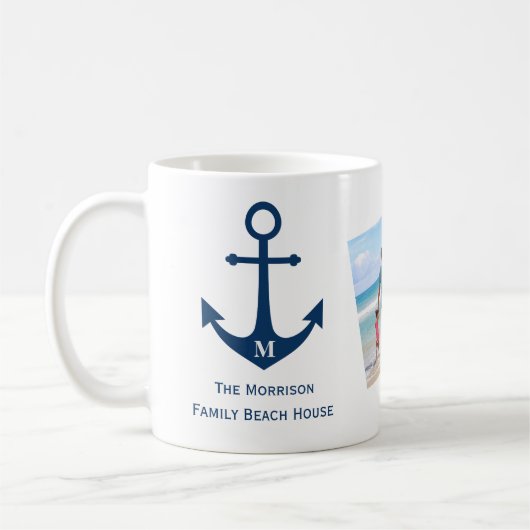 Monogram anker familie strand huis koffiemok (Links)