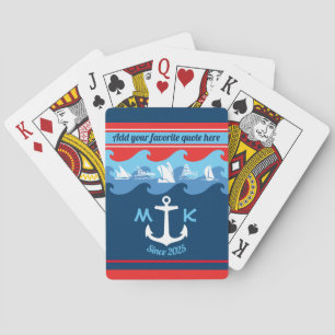 Monogram Ankergolven Boat Red White Blue Nautical Pokerkaarten