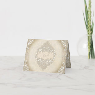 monogram Antiek Crackle Swirl Formele Notitiekaartje