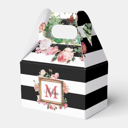 Monogram Antiek  Floral & Stripes Bedankdoosjes (Voorkant Zijde)