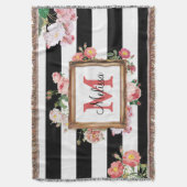 Monogram Antiek Floral & Stripes Deken (Voorkant Verticaal)