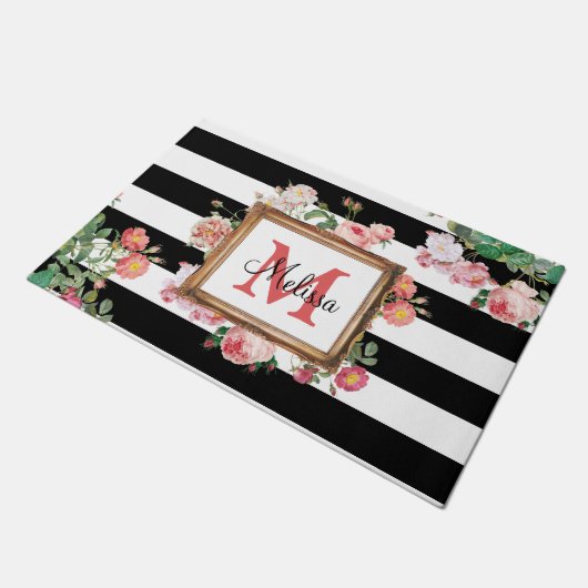 Monogram Antiek Floral & Stripes Deurmat (Schuin)