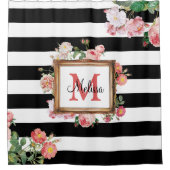 Monogram Antiek Floral & Stripes Douchegordijn (Voorkant)
