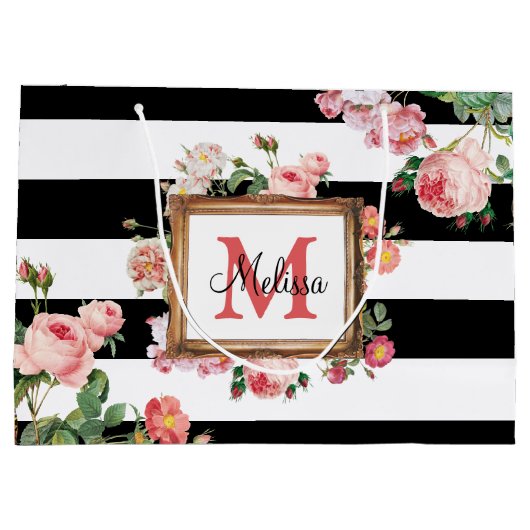 Monogram Antiek Floral & Stripes Groot Cadeauzakje (Achterkant)