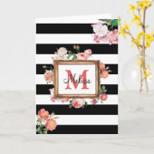 Monogram Antiek  Floral & Stripes Kaart (Gele Bloem)