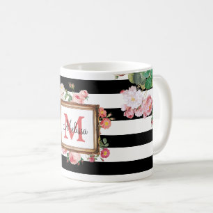 Monogram Antiek Floral & Stripes Koffiemok