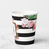 Monogram Antiek  Floral & Stripes Papieren Bekers (Achterkant)