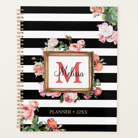 Monogram Antiek  Floral & Stripes Planner (Voorkant)