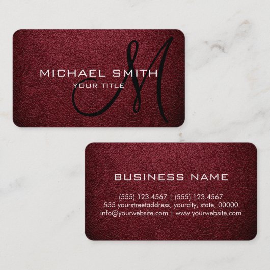 Monogram Antiek Ruby Leather Look Visitekaartje (Voorkant / Achterkant)