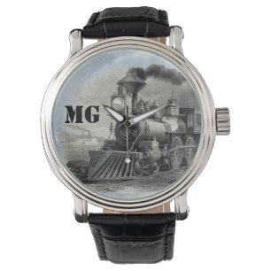 Monogram Antieke Stoomlocomotief Trein  Horloge