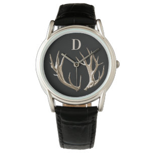 Monogram Antlers Hunter Outdoorsman Gift Watch Horloge