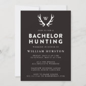 Monogram Antlers Hunting Bachelor Party Invitation Kaart (Voorkant)