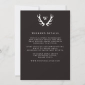 Monogram Antlers Hunting Bachelor Party Invitation Kaart (Achterkant)