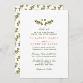 Monogram Apple Branch Wedding Uitnodiging (Voorkant / Achterkant)