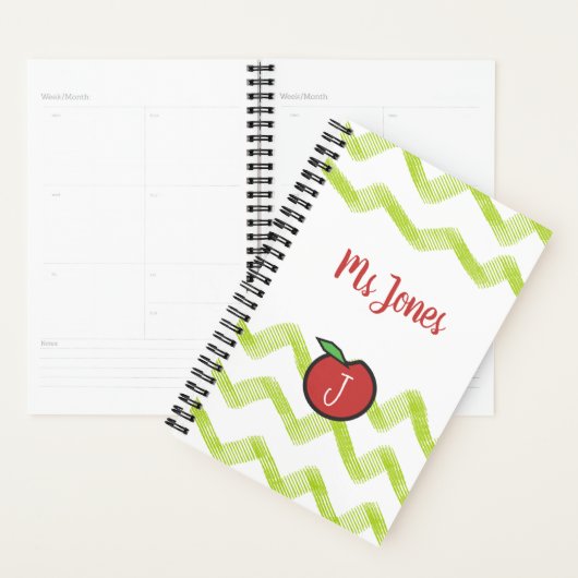 Monogram Apple Teacher Weekly Maandelijkse Planner (Display)