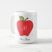 Monogram Apple Teachers Coffee Mok (Voorkant links)