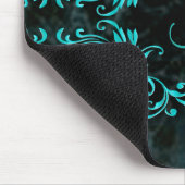 Monogram Aqua Blue Damask Muismat (Hoek)