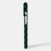 Monogram Aqua Blue en Black Diamond Pattern Case-Mate iPhone Case (Achterkant / Links)